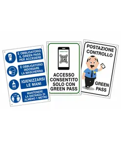 Cartello 'Controllo Green Pass' vari tipi e dimensioni