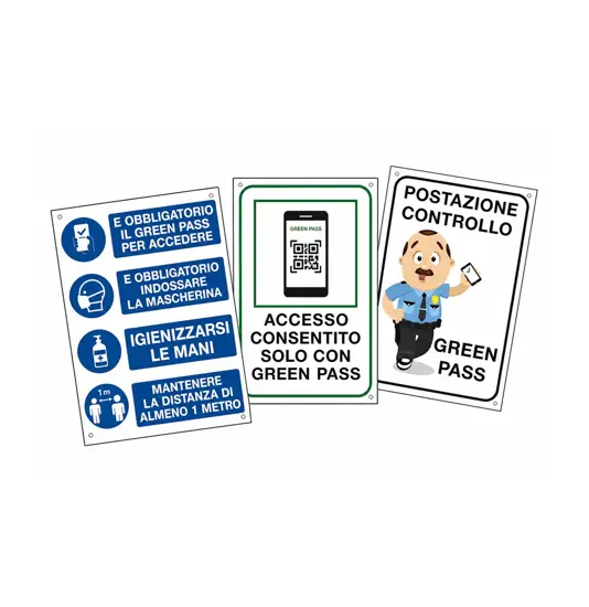Cartello 'Controllo Green Pass' vari tipi e dimensioni