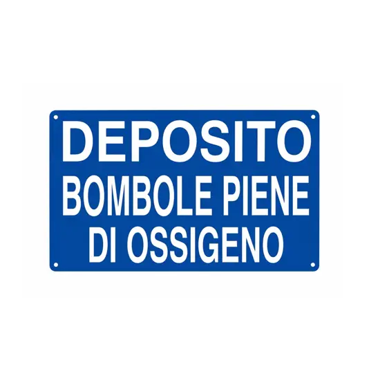Cartello 'deposito bombole piene di ossigeno