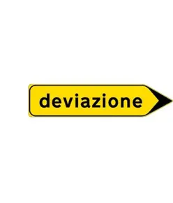 Cartello 'deviazione' in lamiera. Dim: 130x30cm