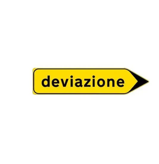 Cartello 'deviazione' in lamiera. Dim: 130x30cm