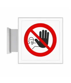 Cartello di divieto bifacciale a bandiera 'vietato l'accesso'
