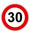 Cartello di divieto  'Limite massimo velocità 30 km/h'