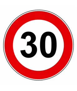 Cartello di divieto  'Limite massimo velocità 30 km/h'