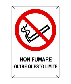 Cartello di divieto 'non fumare oltre questo limite'