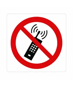 Cartello di divieto 'tenere telefoni accesi solo...'