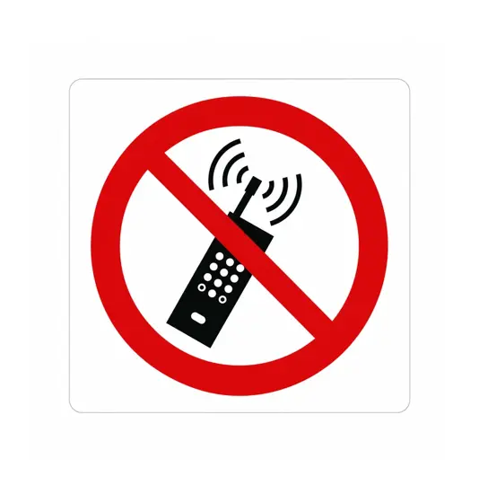 Cartello di divieto 'tenere telefoni accesi solo...'