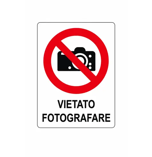 Cartello di divieto 'vietato fotografare'