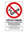 Cartello di divieto 'vietato fumare all'aperto delle aree di pertinenza di questa struttura ospedaliera'