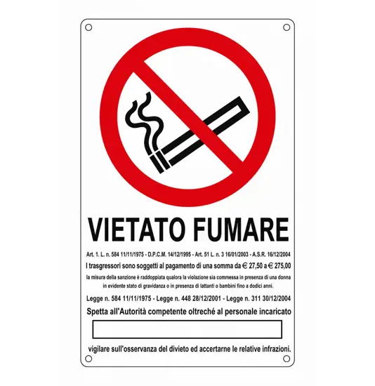 Cartello di divieto 'vietato fumare'