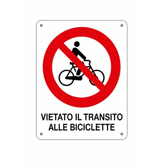 Cartello di divieto 'vietato il transito alle biciclette'
