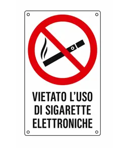 Cartello di divieto 'vietato l'uso di sigarette elettroniche'