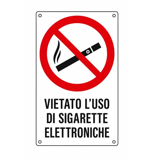 Cartello di divieto 'vietato l'uso di sigarette elettroniche'