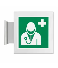 Cartello di emergenza bifacciale a bandiera 'personale medico'