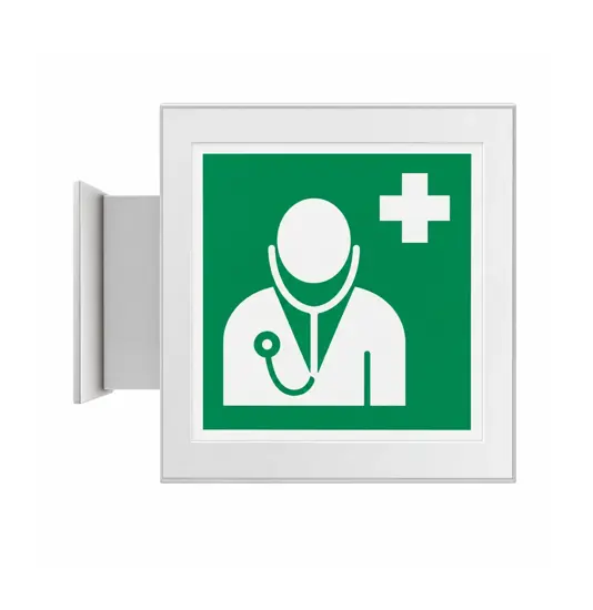 Cartello di emergenza bifacciale a bandiera 'personale medico'