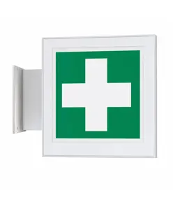 Cartello di emergenza bifacciale a bandiera 'pronto soccorso'