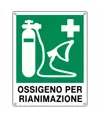 Cartello di emergenza con scritta 'ossigeno per rianimazione'
