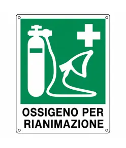 Cartello di emergenza con scritta 'ossigeno per rianimazione'