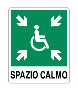 Cartello di emergenza con scritta 'spazio calmo'