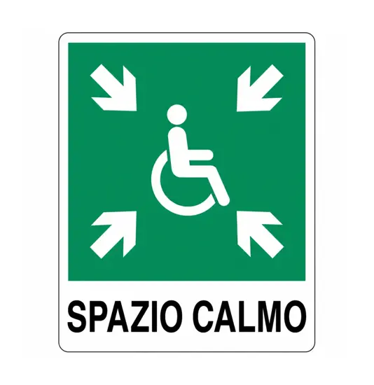Cartello di emergenza con scritta 'spazio calmo'