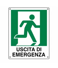 Cartello di emergenza 'uscita di emergenza a destra'