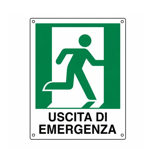 Cartello di emergenza 'uscita di emergenza a destra'