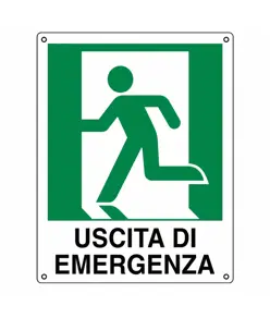 Cartello di emergenza 'uscita di emergenza a sinistra'