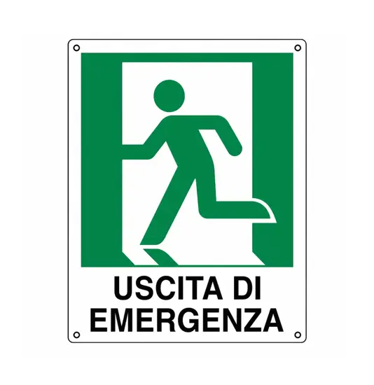 Cartello di emergenza 'uscita di emergenza a sinistra'