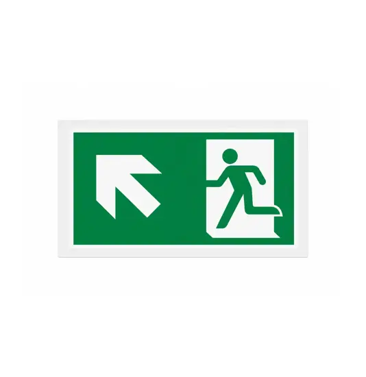 Cartello di emergenza 'uscita emergenza alto/sinistra'