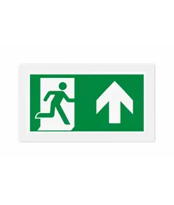 Cartello di emergenza 'uscita emergenza avanti/alto'