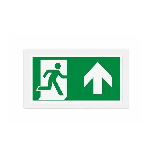 Cartello di emergenza 'uscita emergenza avanti/alto'