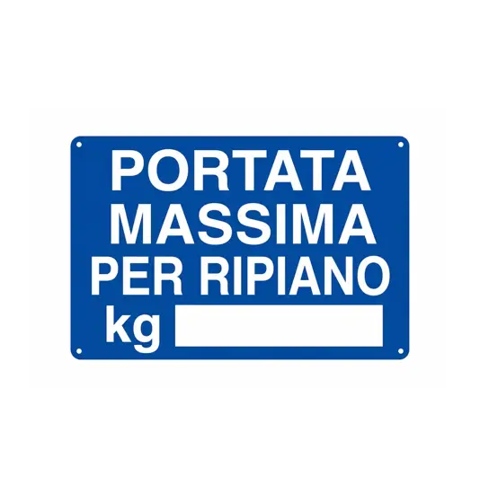 Cartello di informazione 'portata massima per ripiano kg'