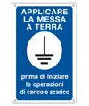 Cartello di messa a terra 'applicare la messa a terra'.