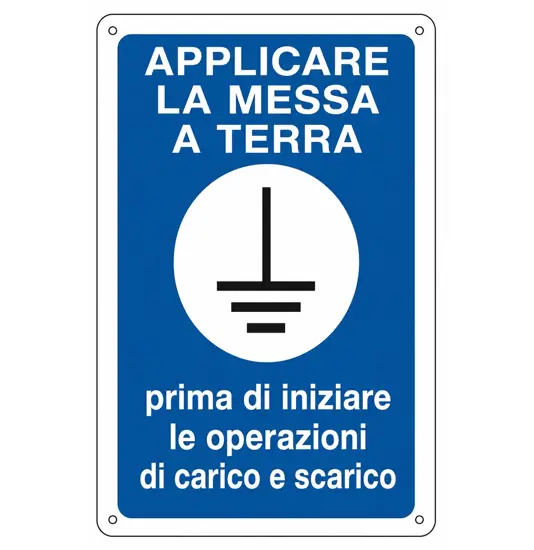 Cartello di messa a terra 'applicare la messa a terra'.
