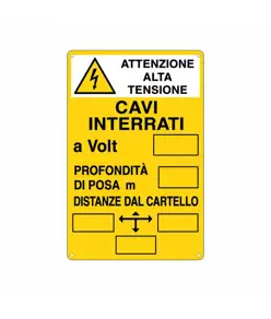 Cartello di messa a terra 'attenzione alta tensione - cavi interrati'