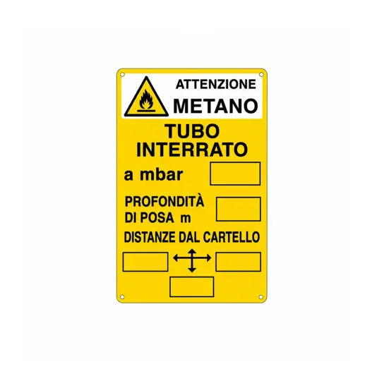 Cartello di messa a terra 'attenzione metano - tubo interrato'
