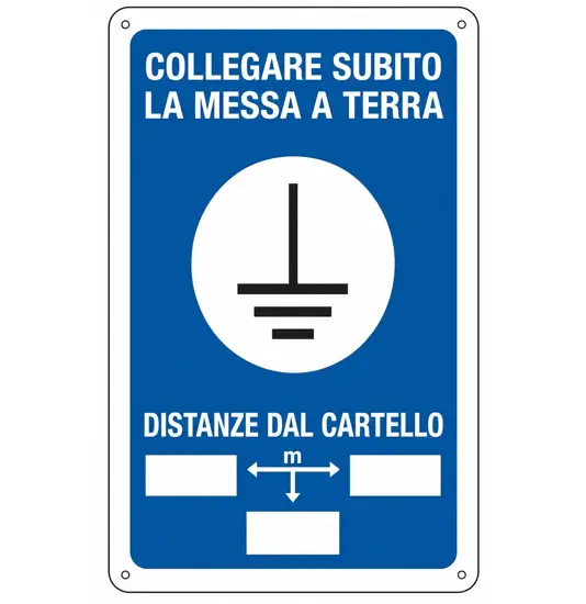 Cartello di messa a terra 'collegare subito la messa a terra'