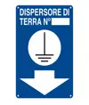 Cartello di messa a terra 'dispersore di terra n°__' con freccia