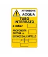 Cartello di messa aterra 'attenzione acqua - tubo interrato'