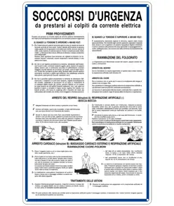 Cartello di norme e istruzioni 'soccorsi d'urgenza'