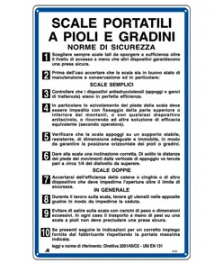 Cartello di norme 'scale portatili a pioli e gradini'