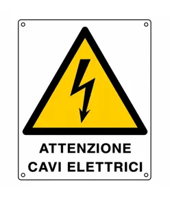 Cartello di pericolo 'attenzione cavi elettrici'