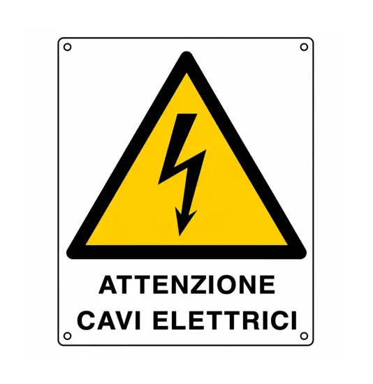 Cartello di pericolo 'attenzione cavi elettrici'