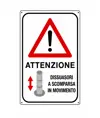 Cartello di pericolo 'attenzione dissuasori a scomparsa in movimento'