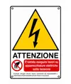 Cartello di pericolo 'attenzione è vietato eseguire lavori su apparecchiature...'