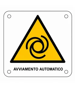 Cartello di pericolo 'avviamento automatico'