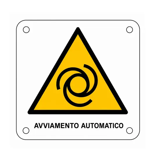 Cartello di pericolo 'avviamento automatico'