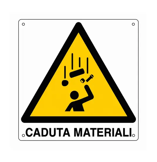 Cartello di pericolo 'caduta materiali'