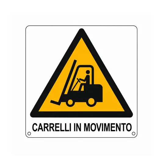 Cartello di pericolo  carrelli in movimento