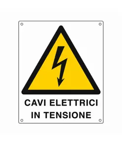 Cartello di pericolo 'cavi elettrici in tensione'